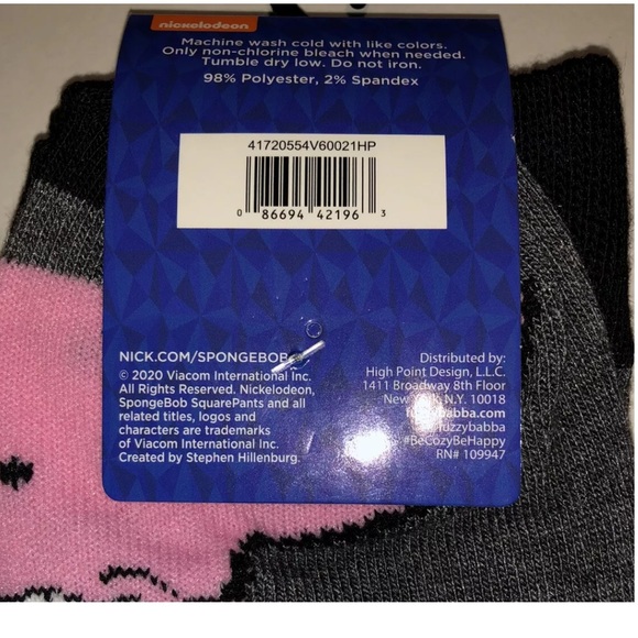 SpongeBob & Patrick Crew Socks 1 Pair Men 6.5-12 Gray Yellow Pink w Bob Pat NEW! - Picture 4 of 11